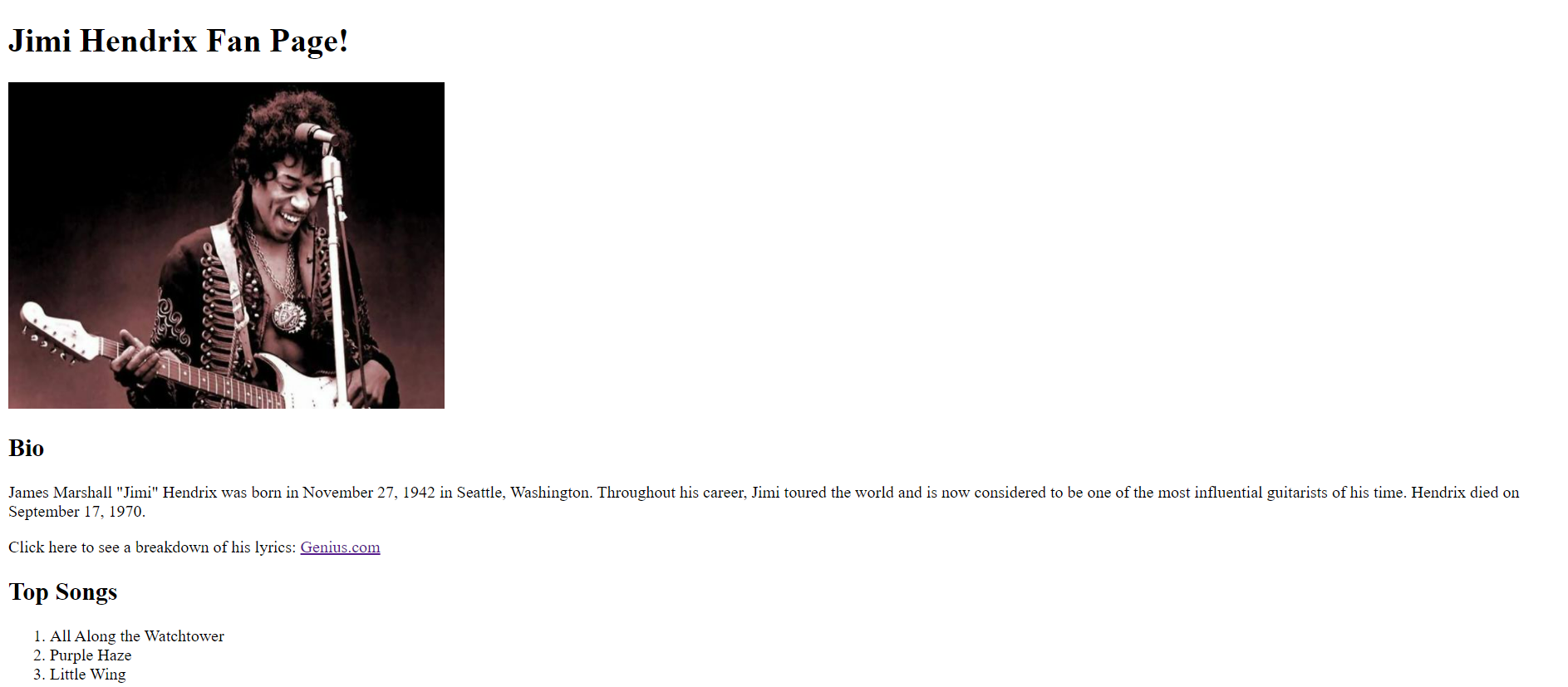 Fanpage website screenshot